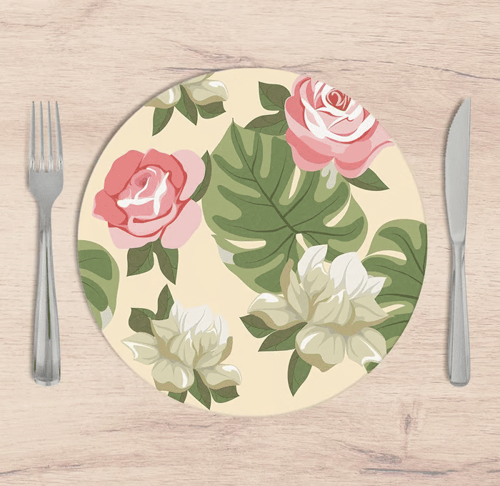 Kit: 4 Capas de SOUSPLAT Redondo Ava Floral - 35x35 -   
