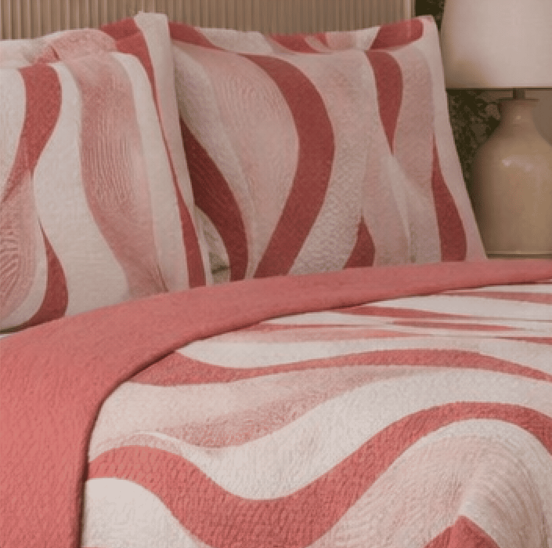 Kit: 1 Cobre-leito Bouti de Microfibra Ultrassonic + Porta-Travesseiros - Renata Rosa