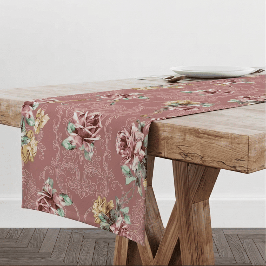 Trilho de Mesa Caminho de Mesa Leonor Rosa - 50x140cm -   