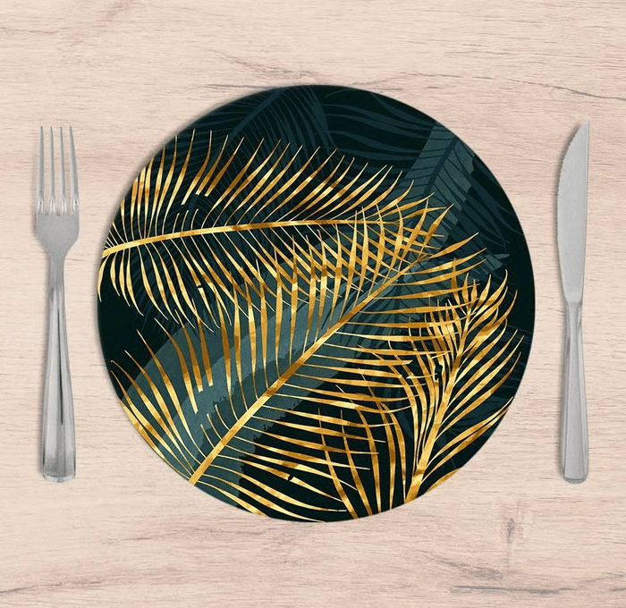 Kit: 4 Capas de SOUSPLAT Redondo Green Gold Island - 35x35 - Kit: 4 Capas de SOUSPLAT Redondo Green Gold Island - 35x35 -