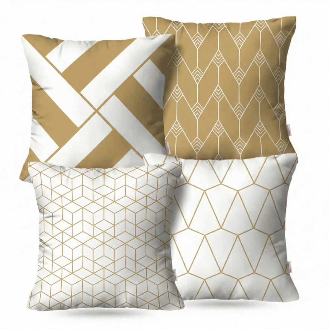 Kit: 4 Capas de Almofada Decorativas Geométrica Gilt