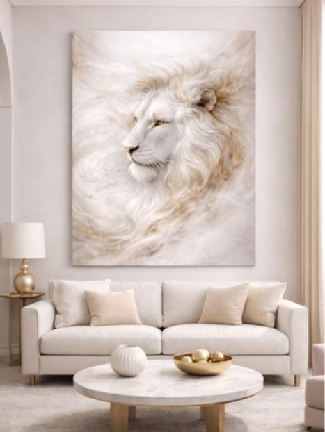 Tela Decorativas Grande Leao Gold