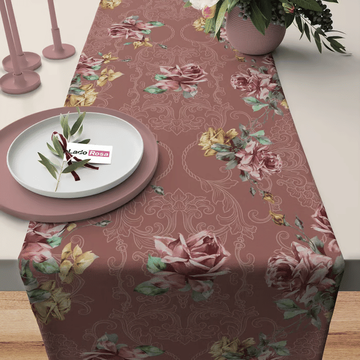 Trilho de Mesa Caminho de Mesa Leonor Rosa - 50x140cm - Trilho de Mesa Caminho de Mesa Leonor Rosa - 50x140cm -