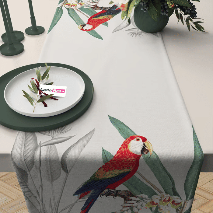 Trilho de Mesa Caminho de Mesa Parrot - 50x140cm - Trilho de Mesa Caminho de Mesa Parrot - 50x140cm -