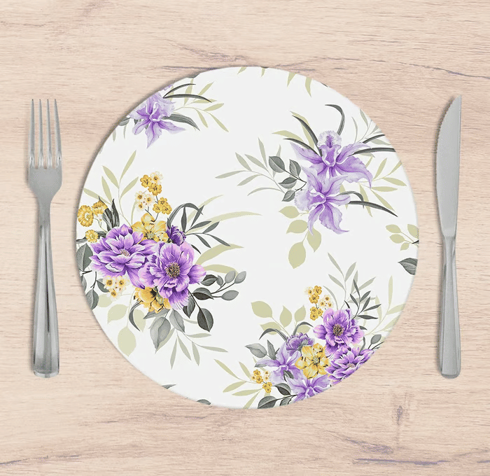 Kit: 4 Capas de SOUSPLAT Redondo Beatriz Roxo - 35x35 - Kit: 4 Capas de SOUSPLAT Redondo Beatriz Roxo - 35x35 -