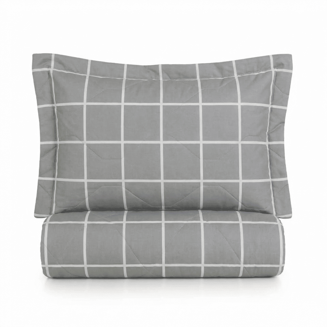 Kit: 1 Cobre-leito Bouti de Microfibra Ultrassonic + Porta-Travesseiros - Listras Cinza