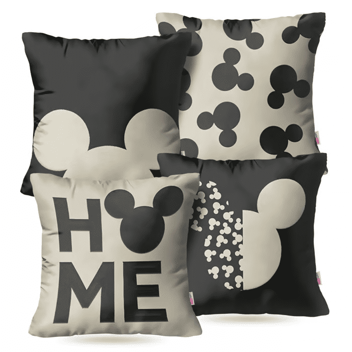 Kit: 4 Capas de Almofadas Decorativas Mickey Home - 45x45 -