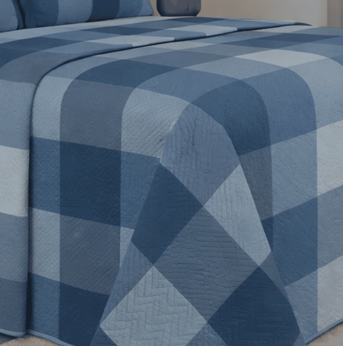 Kit: 1 Cobre-leito Bouti de Microfibra Ultrassonic + Porta-Travesseiros - Franci Azul