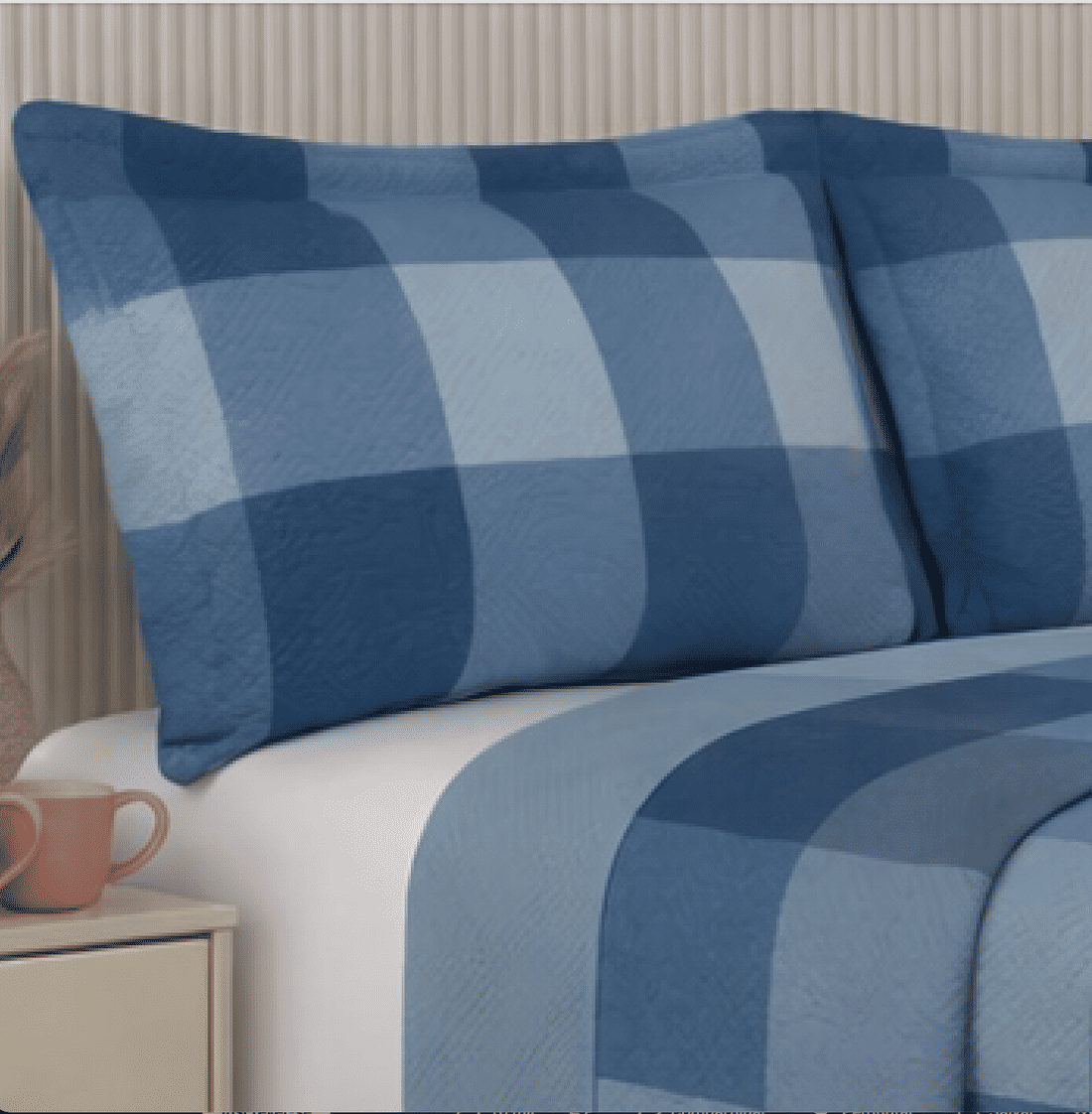 Kit: 1 Cobre-leito Bouti de Microfibra Ultrassonic + Porta-Travesseiros - Franci Azul Kit: 1 Cobre-leito Bouti de Microfibra Ultrassonic + Porta-Travesseiros - Franci Azul