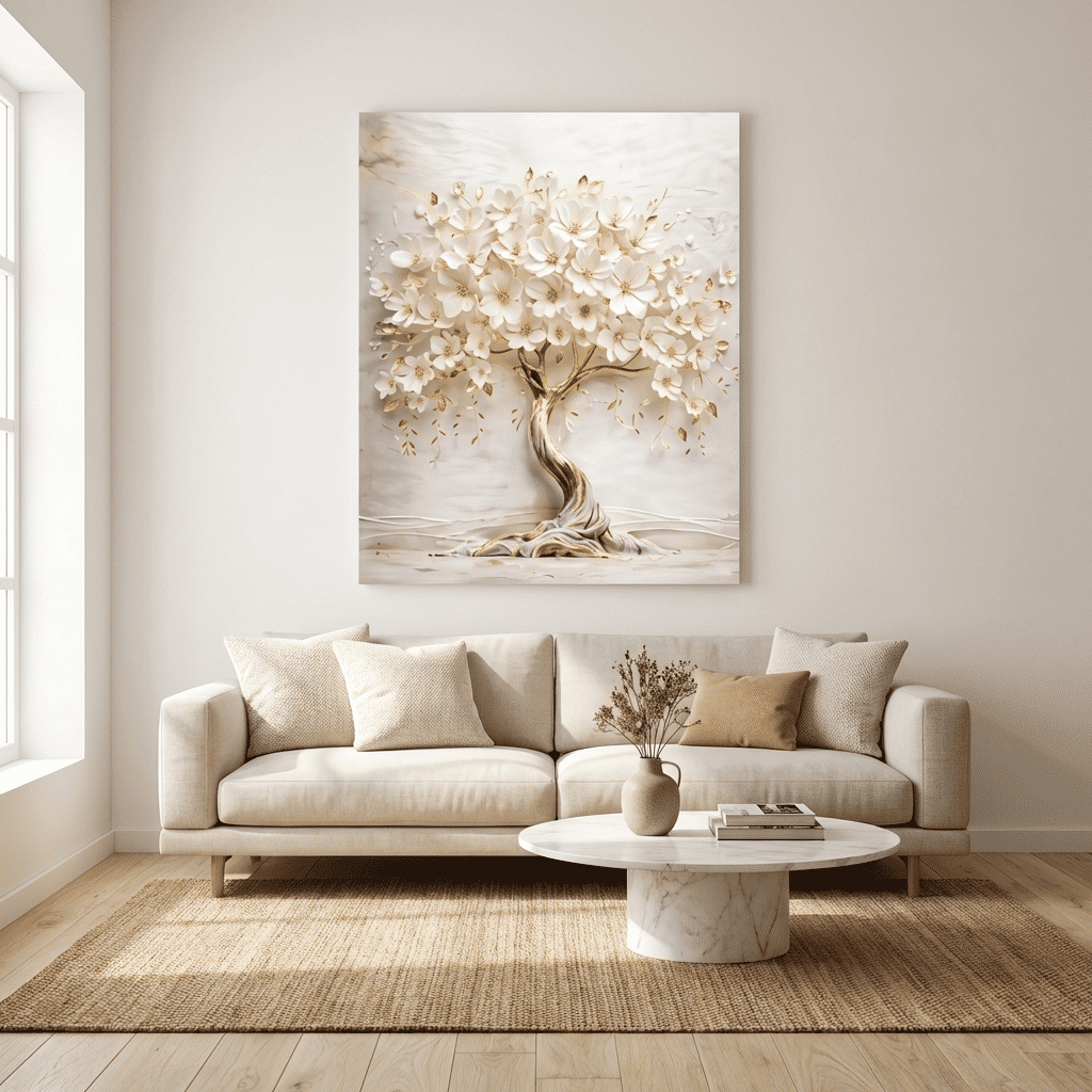 Tela Decorativas Grande Arvore Gold