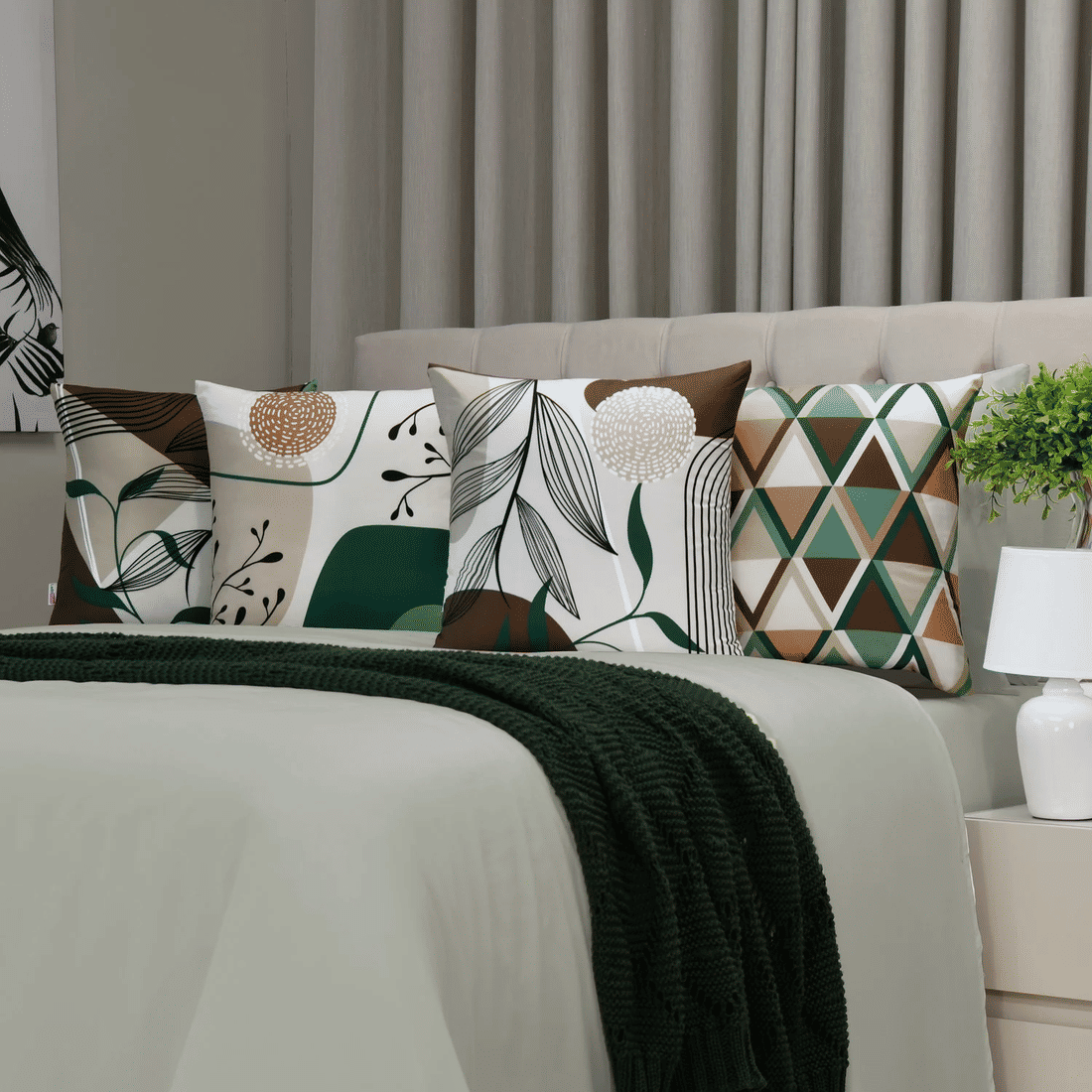 Kit: 4 Capas de Almofada Decorativas Ana Verde