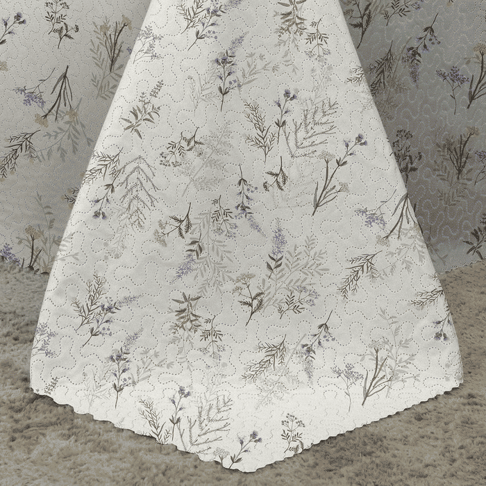 Kit: 1 Cobre-leito Bouti de Microfibra Ultrasonic Estampada + Porta-Travesseiros - Catherine Bege