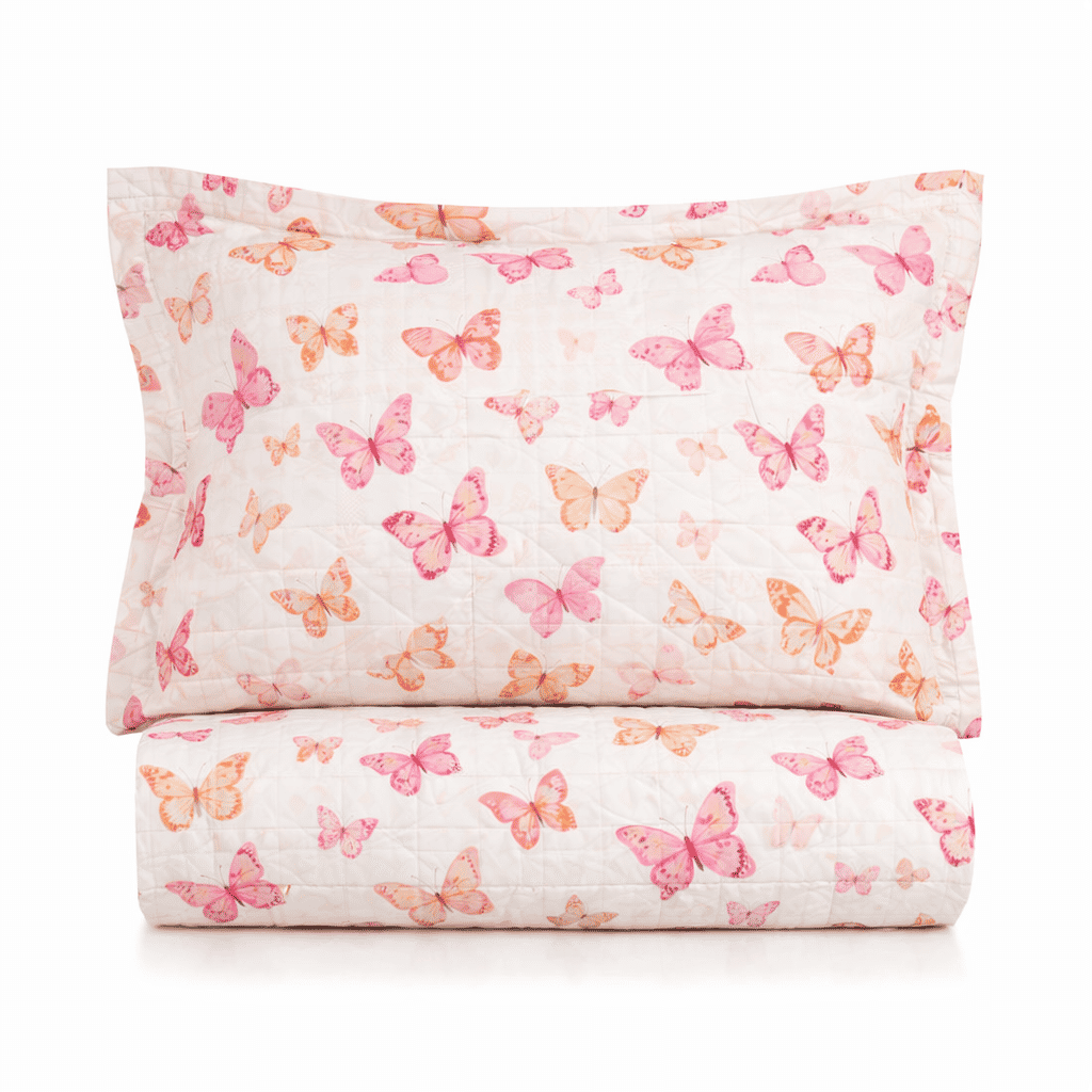 Kit: 1 Cobre-leito Bouti de Microfibra Ultrassonic Estampada + Porta-Travesseiros - Iris Rosa