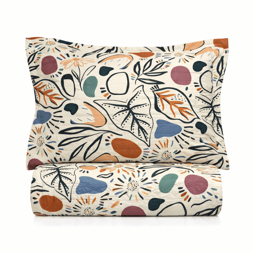 Kit: 1 Cobre-leito Bouti de Microfibra Ultrasonic Estampada + Porta-Travesseiros - Jasper Bege