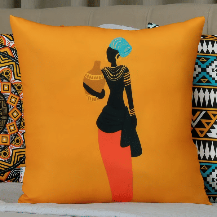 Kit: 4 Capas de Almofada Decorativas Mulher Africana