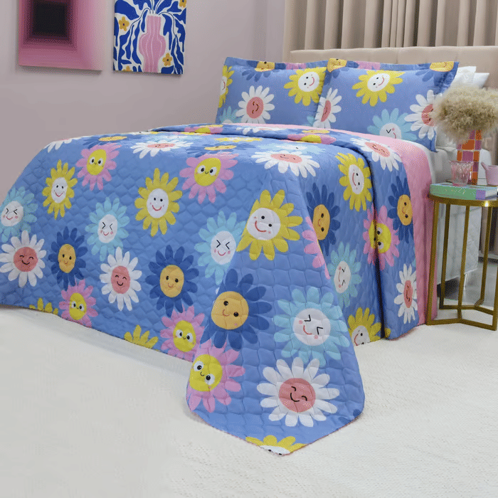 Kit: 1 Cobre-leito Bouti de Microfibra Ultrasonic Estampada + Porta-Travesseiros - Martina Kit: 1 Cobre-leito Bouti de Microfibra Ultrasonic Estampada + Porta-Travesseiros - Martina