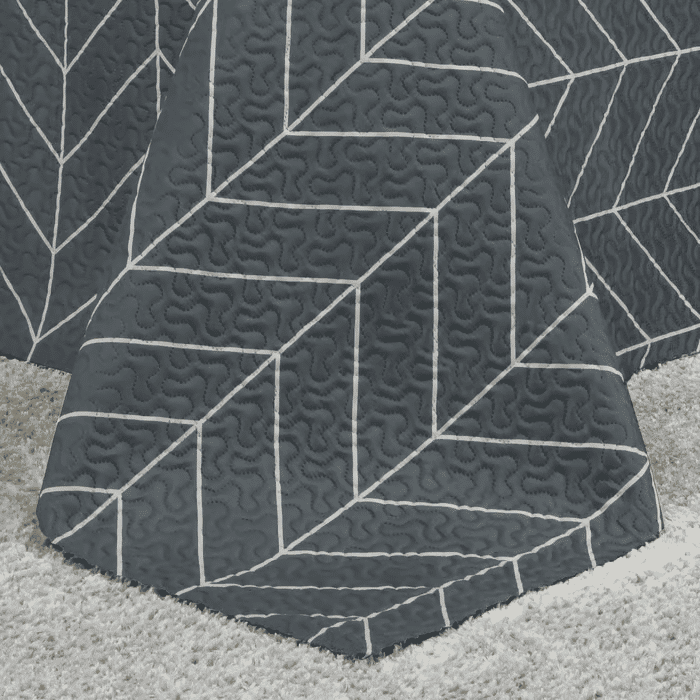 Kit: 1 Cobre-leito Bouti de Microfibra Ultrassonic Estampada + Porta-Travesseiros - Theo Cinza