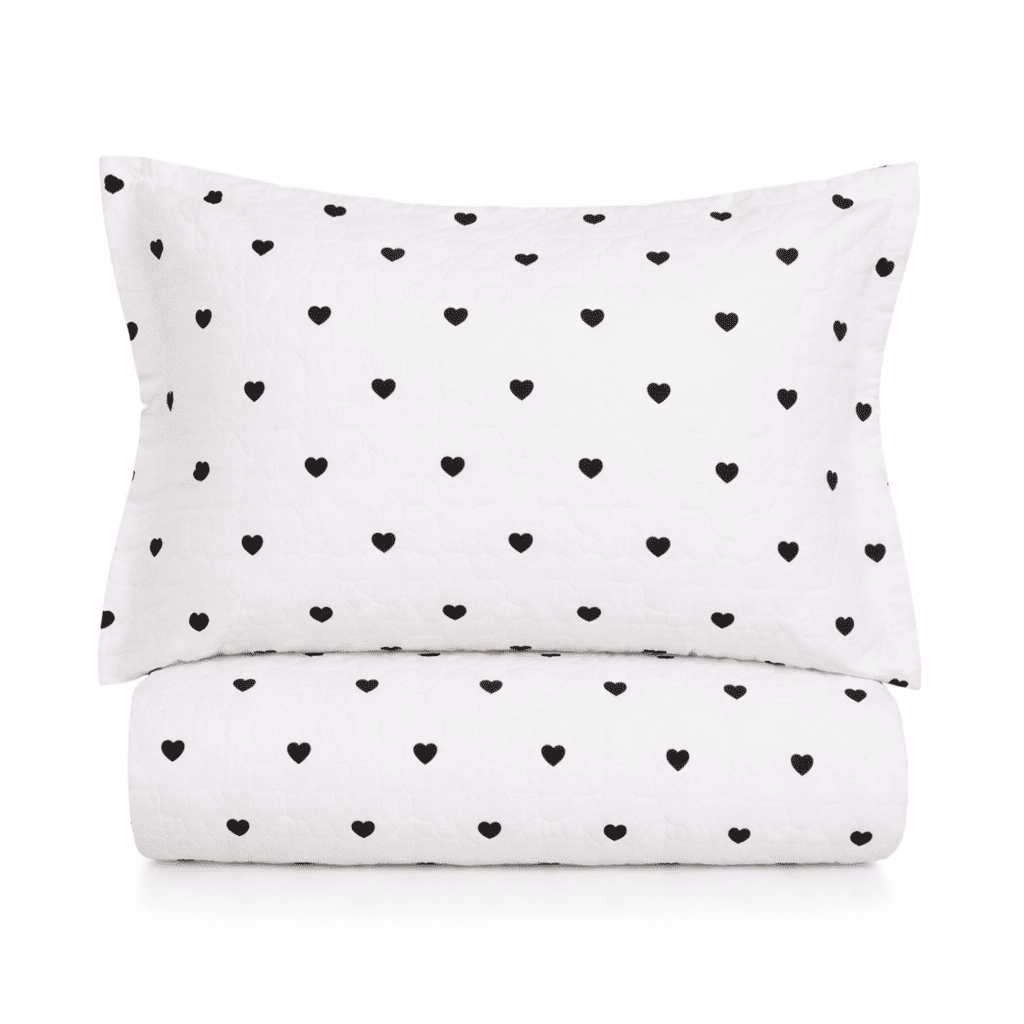Kit: 1 Cobre-leito Bouti de Microfibra Ultrasonic Estampada + Porta-Travesseiros - Love Black