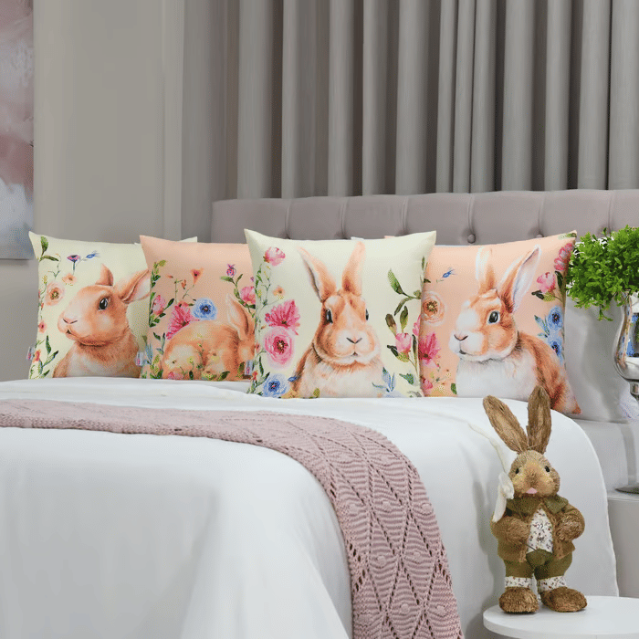 Kit: 4 Capas de Almofada Decorativas Pascoa Amizade