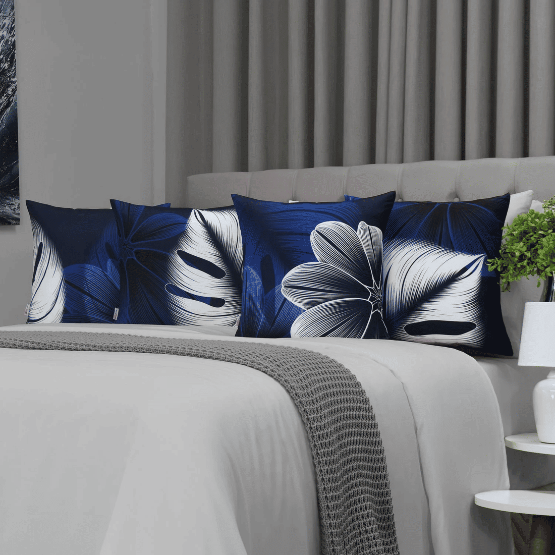 Kit: 4 Capas de Almofada Decorativas Blue Island