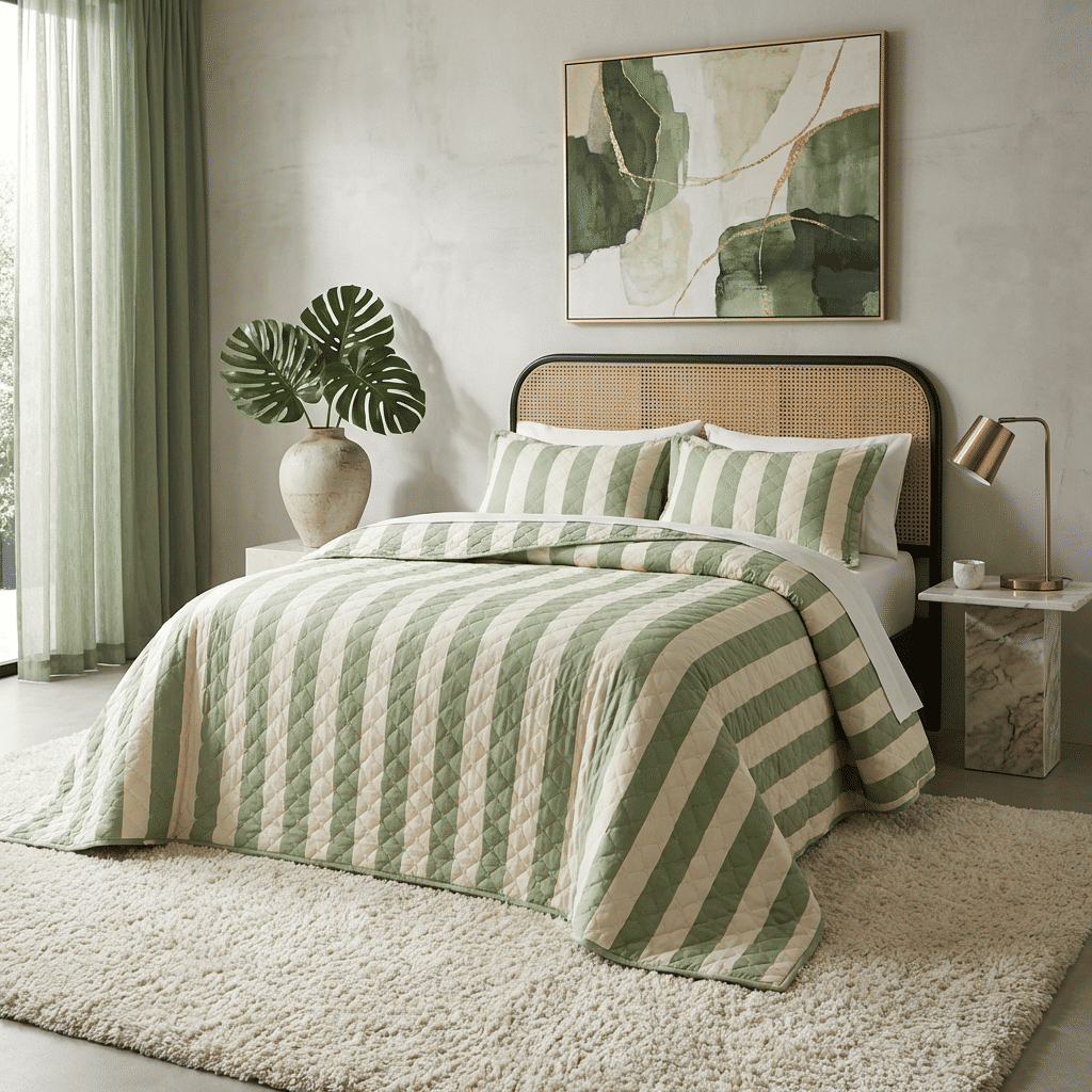 Kit: 1 Cobre-leito Bouti de Microfibra Ultrassonic + Porta-Travesseiros - Lais Verde