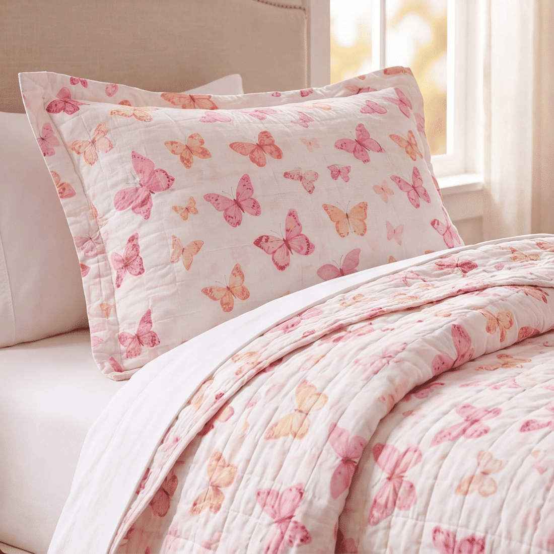 Kit: 1 Cobre-leito Bouti de Microfibra Ultrassonic Estampada + Porta-Travesseiros - Iris Rosa