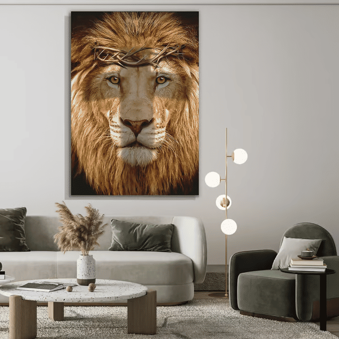Tela Decorativa Grande Lion Cross