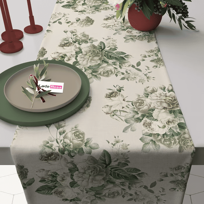 Trilho de Mesa Caminho de Mesa Oxana Verde - 50x140cm - Trilho de Mesa Caminho de Mesa Oxana Verde - 50x140cm -
