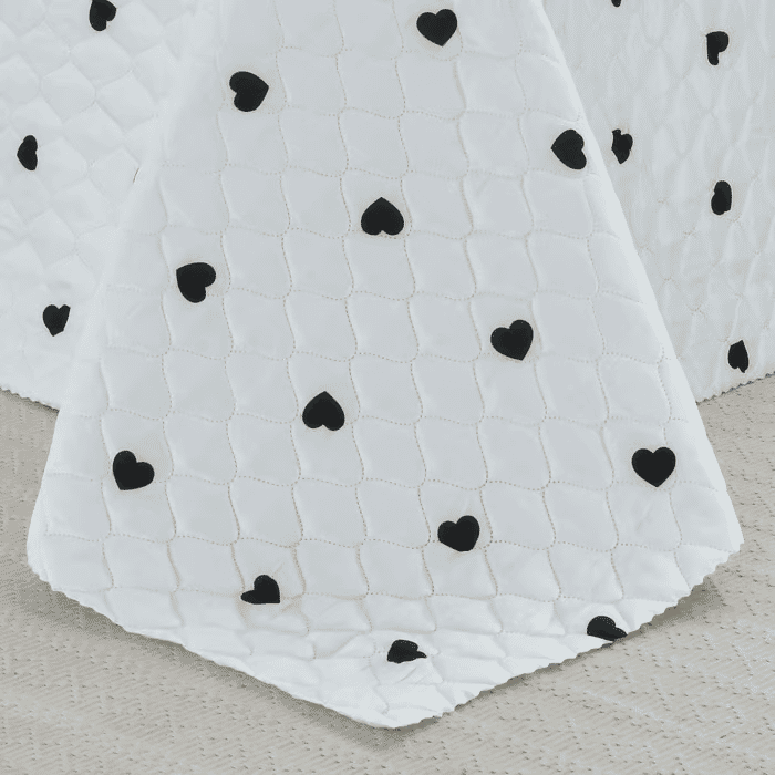 Kit: 1 Cobre-leito Bouti de Microfibra Ultrasonic Estampada + Porta-Travesseiros - Love Black