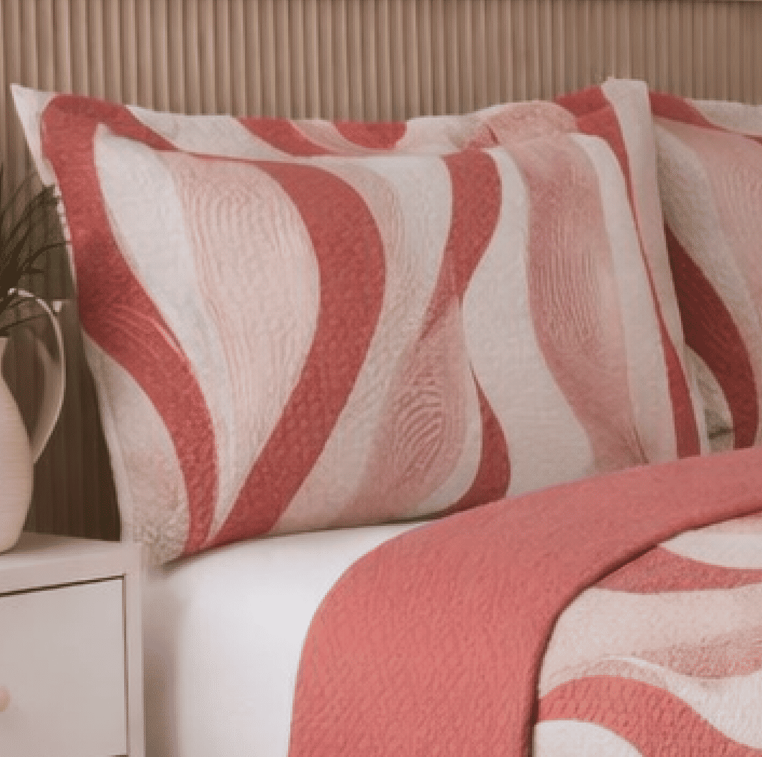 Kit: 1 Cobre-leito Bouti de Microfibra Ultrassonic + Porta-Travesseiros - Renata Rosa