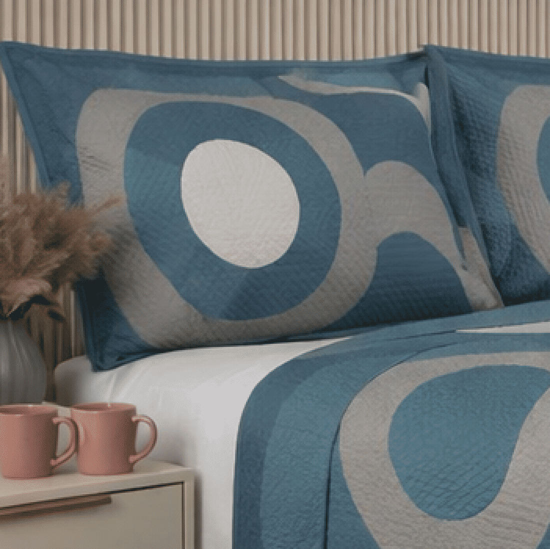 Kit: 1 Cobre-leito Bouti de Microfibra Ultrassonic + Porta-Travesseiros - Thais Azul