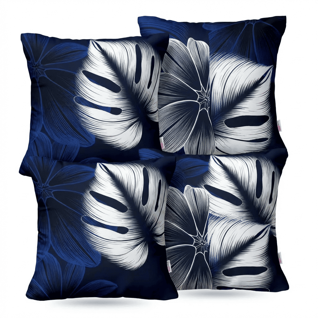 Kit: 4 Capas de Almofada Decorativas Blue Island