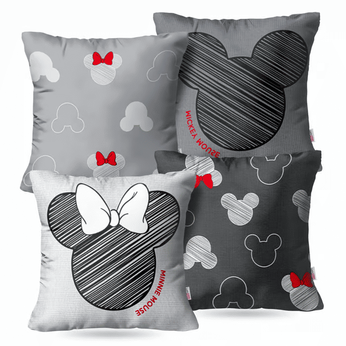 Kit: 4 Capas de Almofadas Decorativas Mickey Diamond 