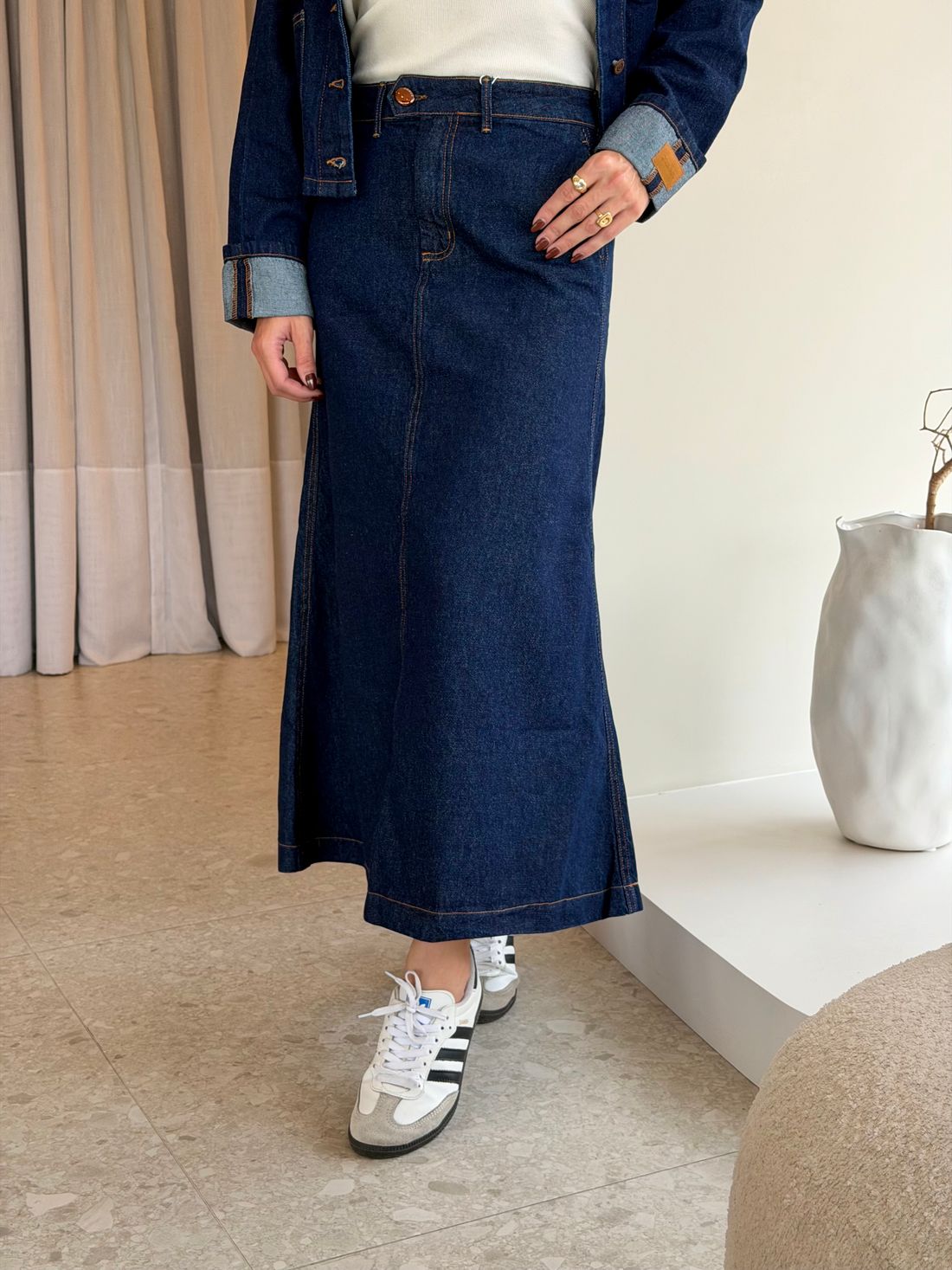 Saia Jeans Midi Jorgiana