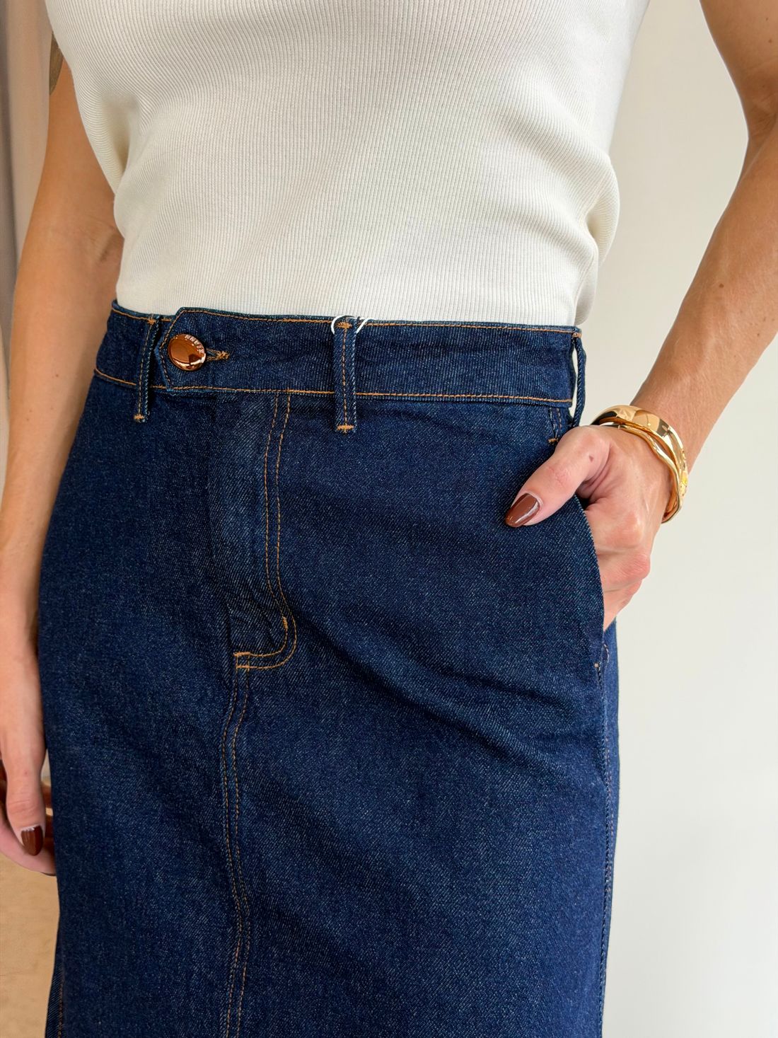 Saia Jeans Midi Jorgiana