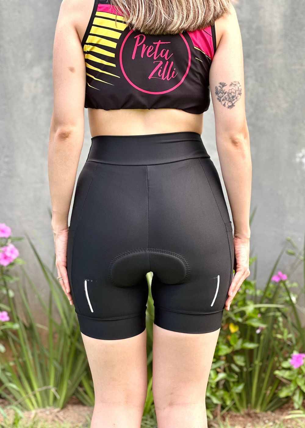 BRIGLIA Bermuda ブラック TG.50 Bermuda para Ciclista Feminina Com Bolso e Barra Preta - #12 Loja