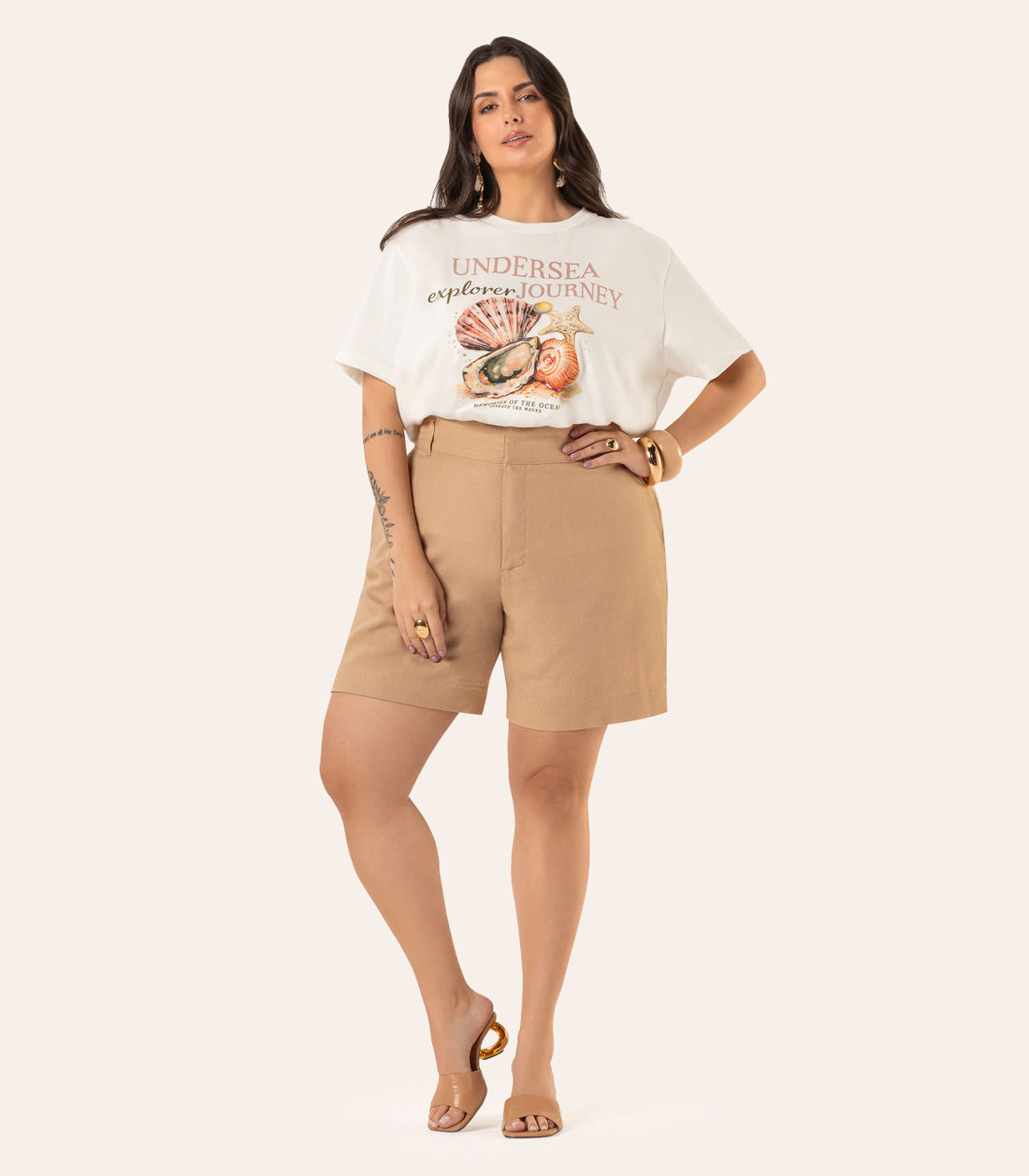T- Shirt Plus Size Feminino Cotton Leve Secret Glam T- Shirt Plus Size Feminino Cotton Leve Secret Glam