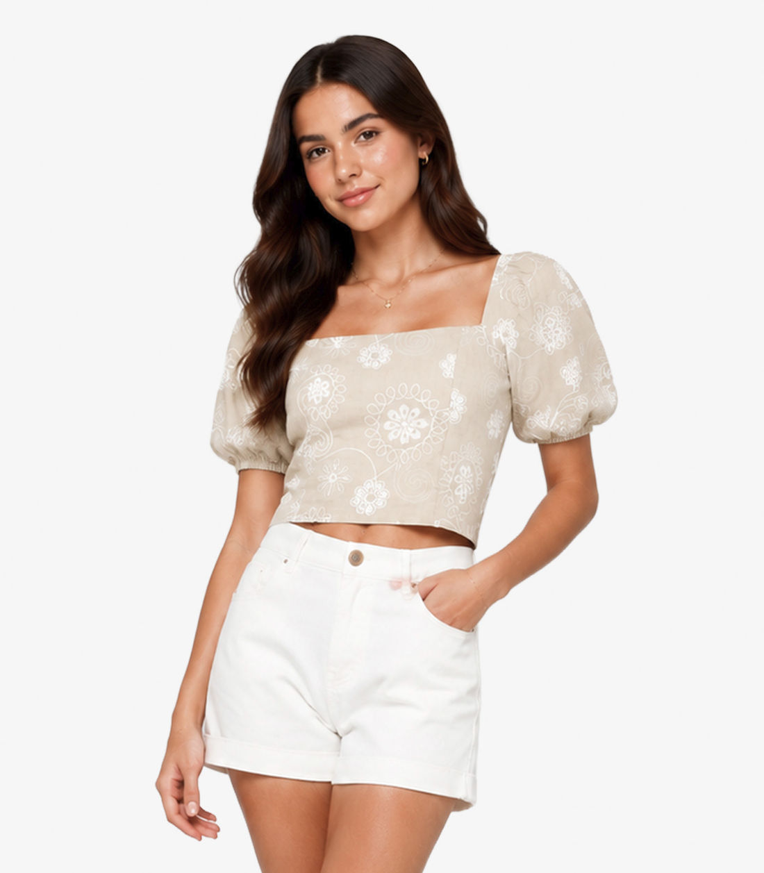 Blusa Feminina Com Manga Bufante e Bordado Minty Blusa Feminina Com Manga Bufante e Bordado Minty