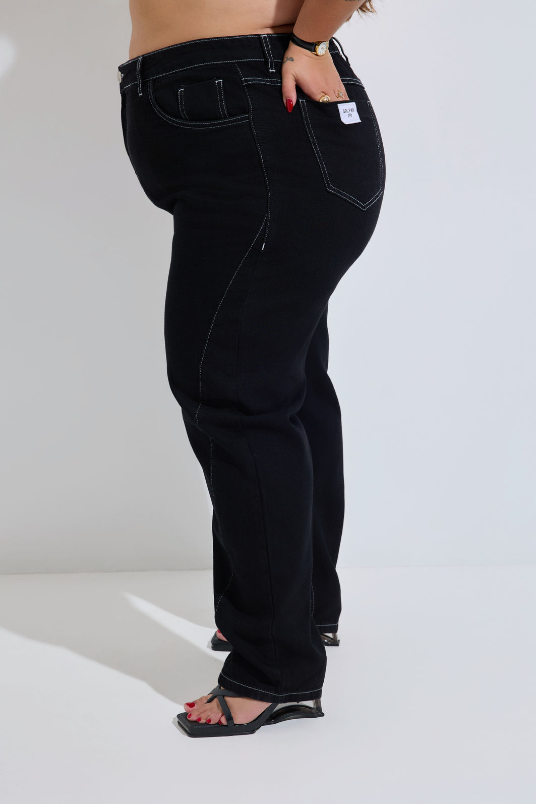 Calça Jeans Reta Plus Size Isabella Black