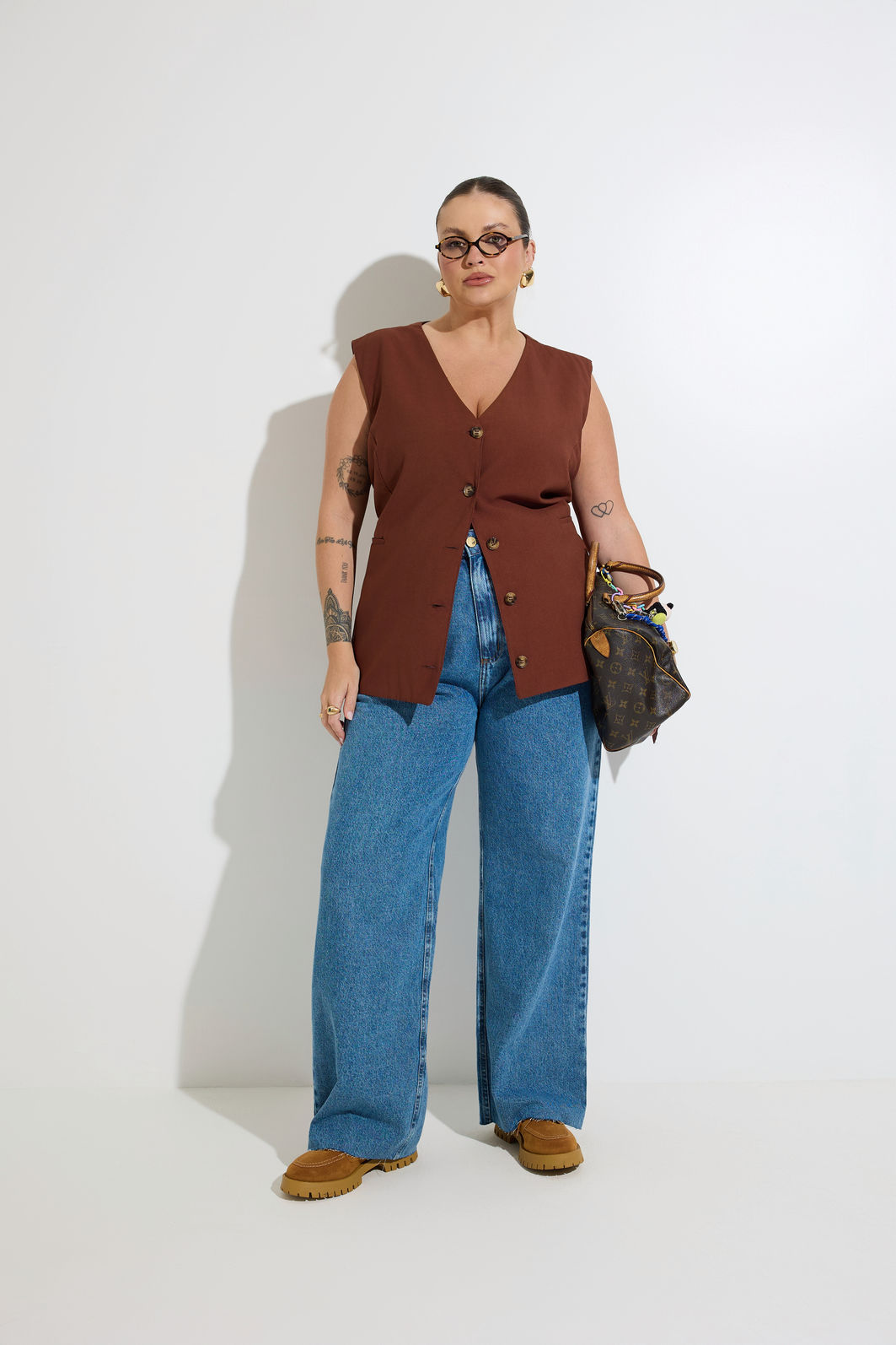 Calça Jeans Wide Leg Plus Size Carolina