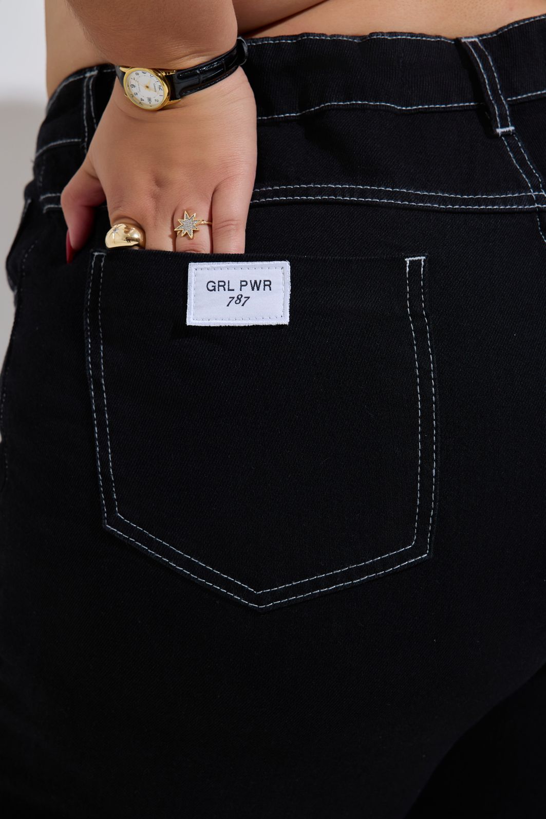 Calça Jeans Reta Plus Size Isabella Black