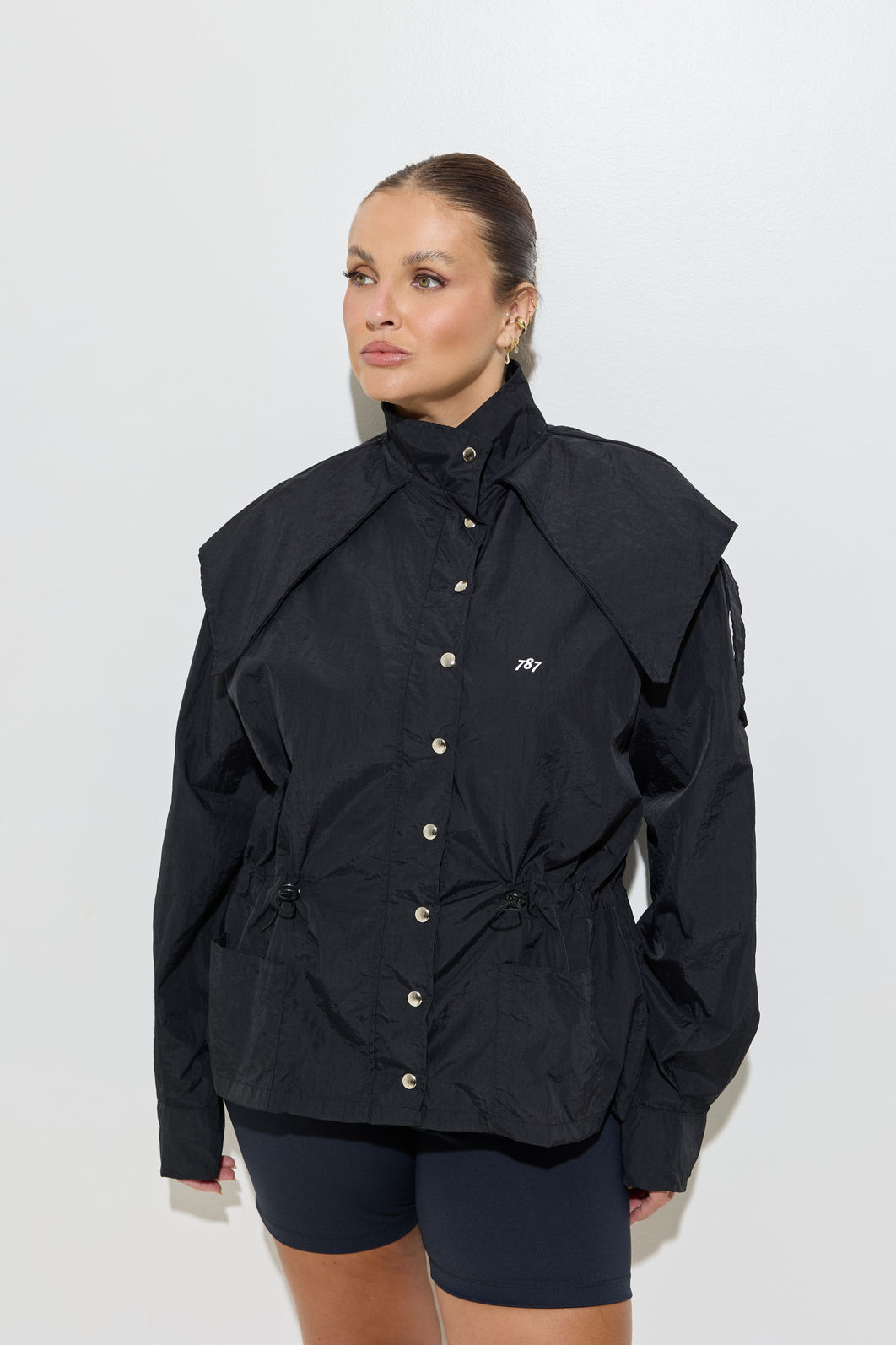 Parka Corta Vento Fitness Plus Size Queens Preta