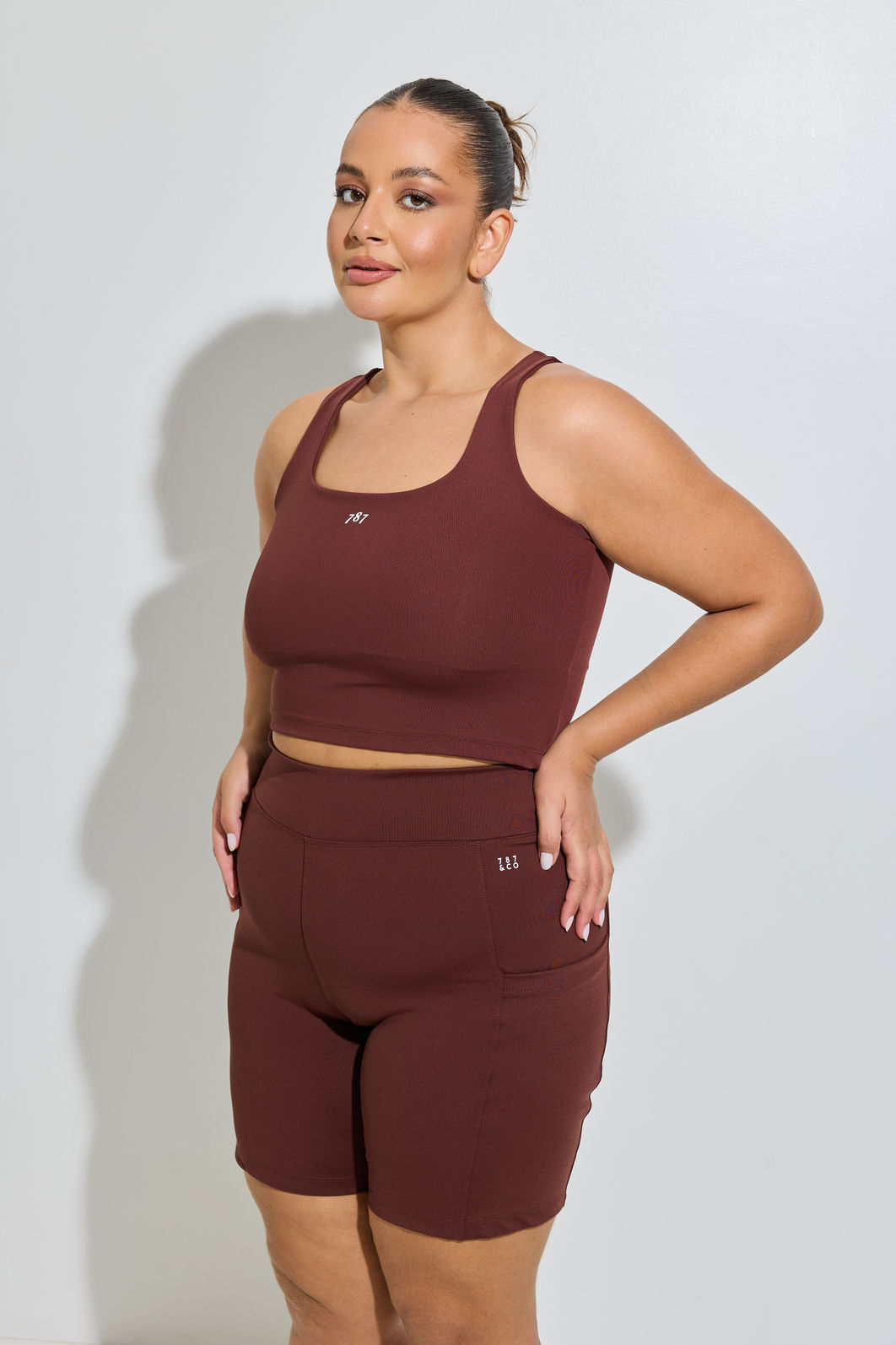 Top Cropped Fitness Plus Size Mocha Top Cropped Fitness Plus Size Mocha