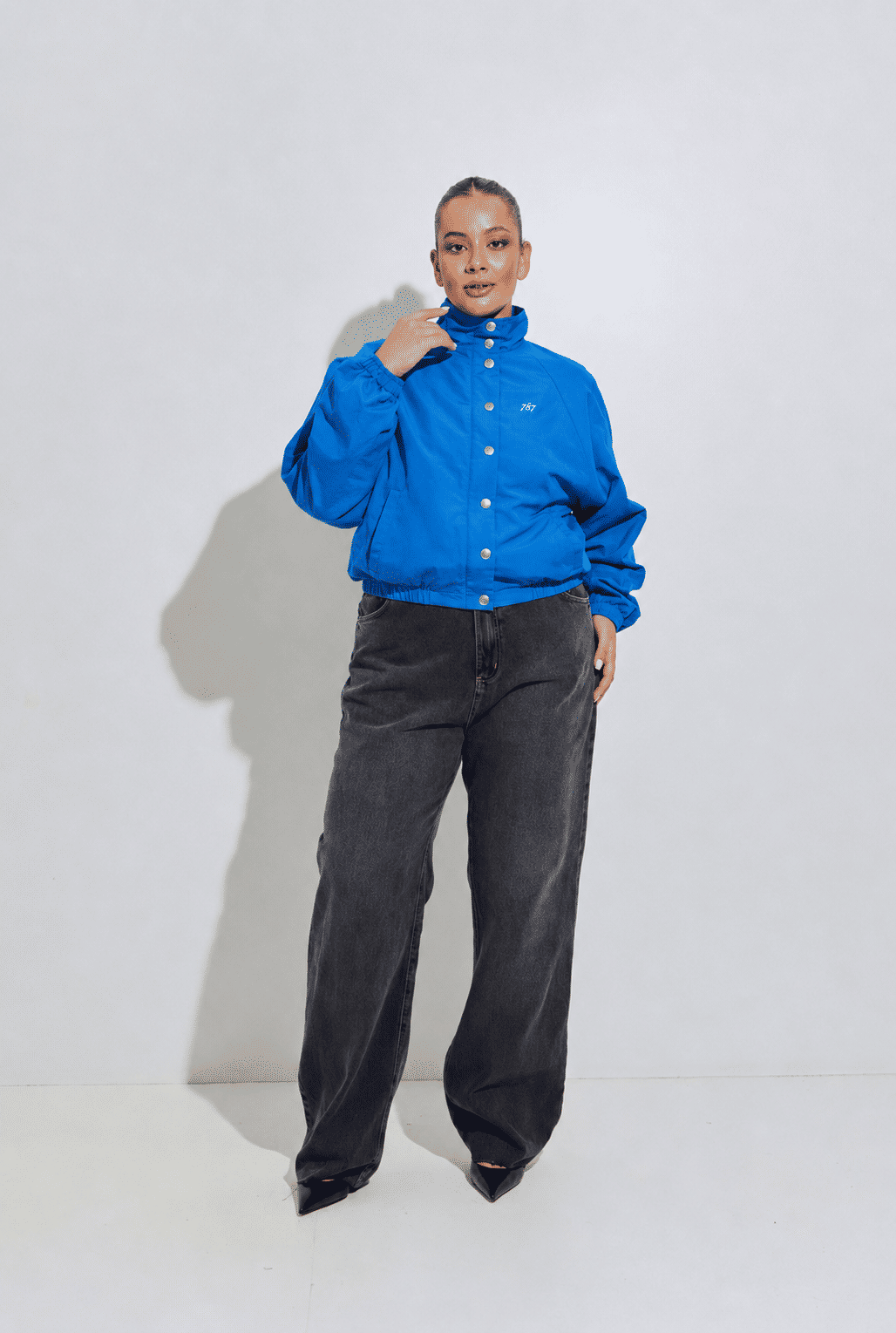 Jaqueta Plus Size Nylon Azul