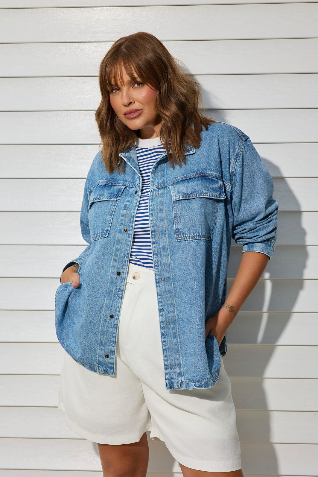 Camisa Jeans Plus Size Vick