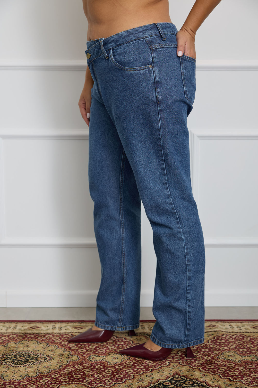 Calça Jeans Cintura Cruzada Plus Size Carolina Dark