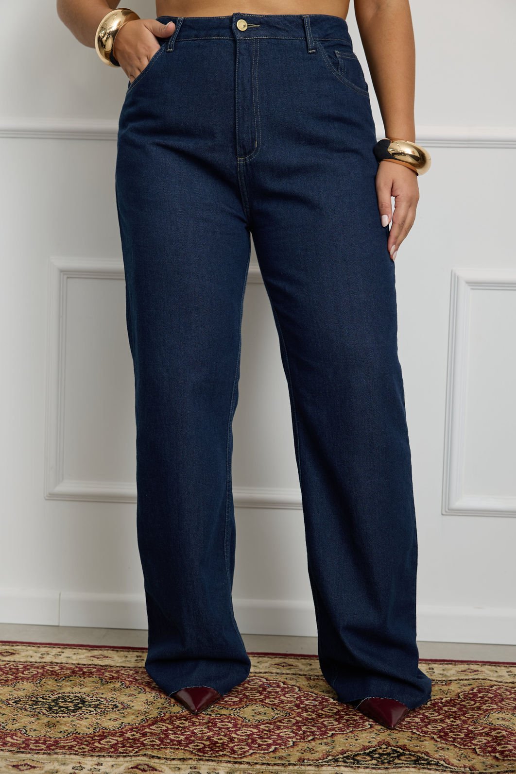 Calça Jeans Wide Leg Plus Size Maria Laura Calça Jeans Wide Leg Plus Size Maria Laura