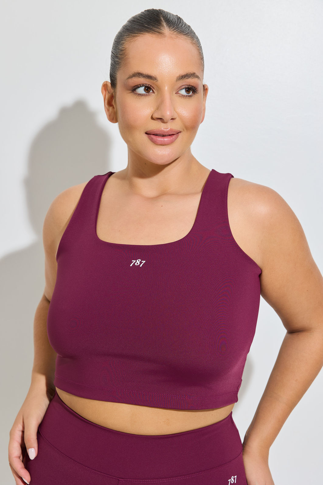 Top Cropped Fitness Plus Size Borgogna Top Cropped Fitness Plus Size Borgogna