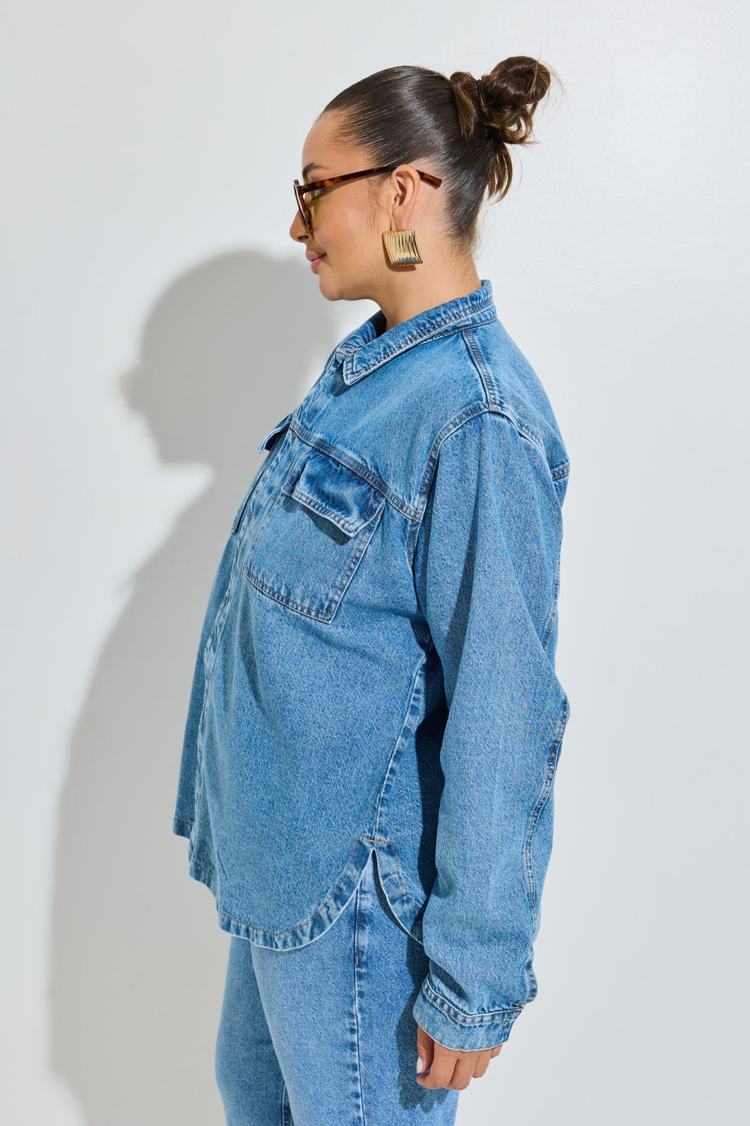 Camisa Jeans Plus Size Vick