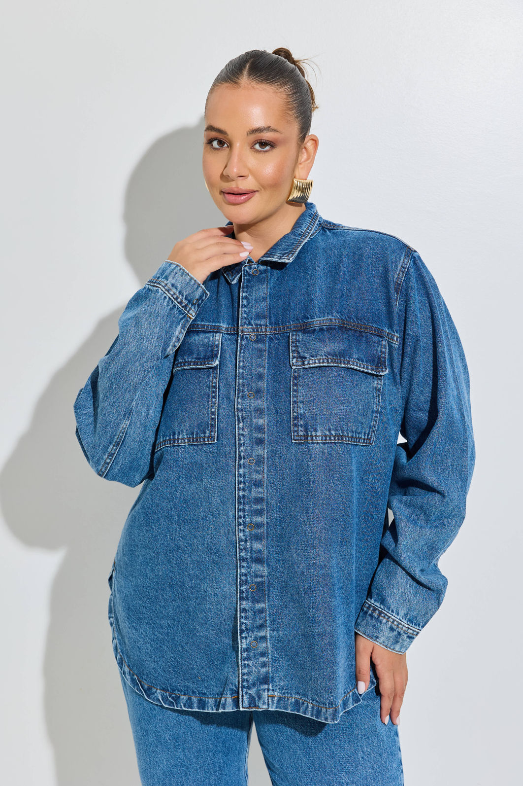 Camisa Jeans Plus Size Carolina